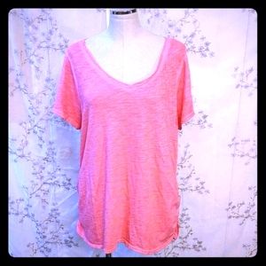 Lane Bryant short sleeve shirt salmon v-neck 18 20